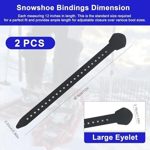 Replacement Snowshoe Bindings Strap Kit - 2 Pcs Heel Straps for Classic & Denali