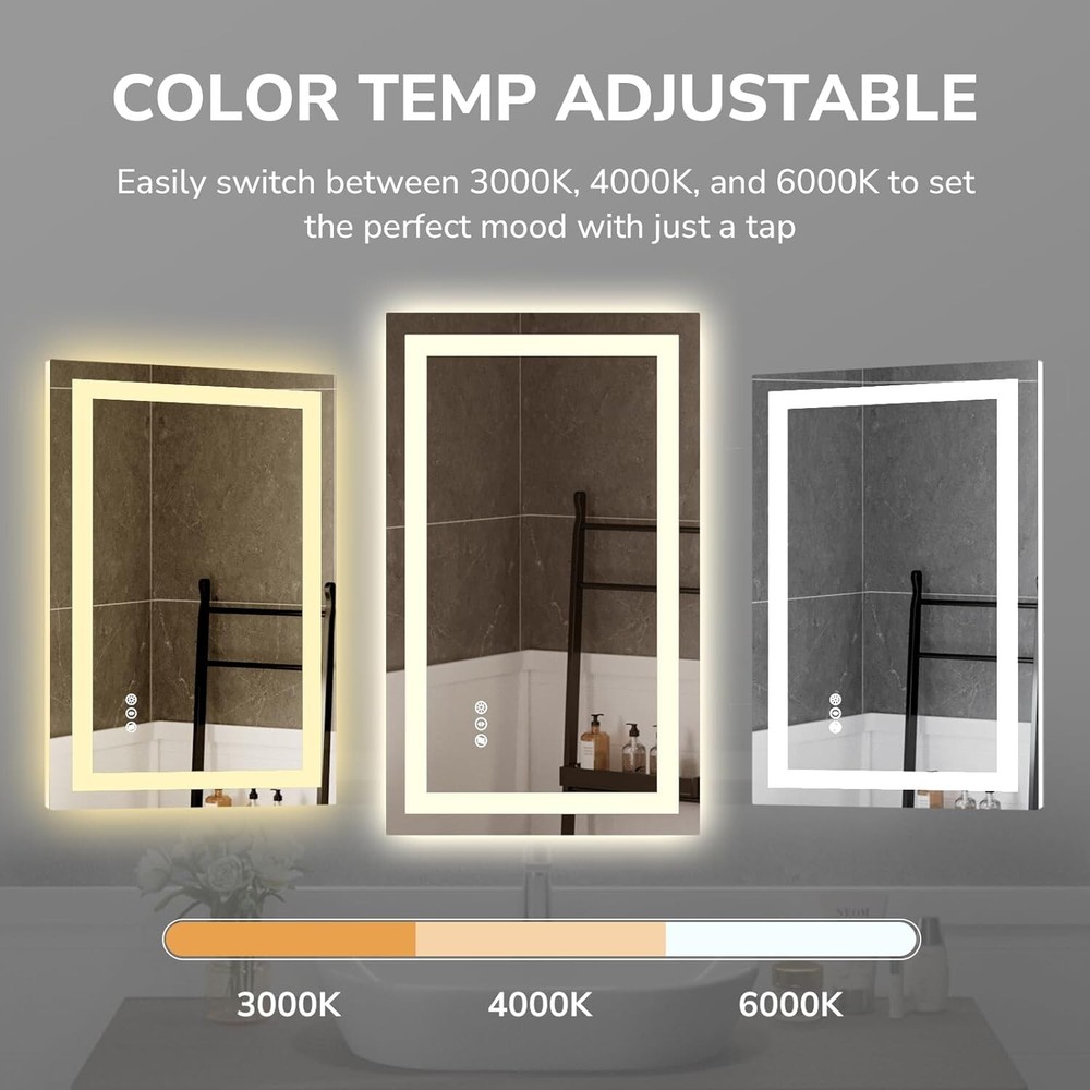 60x36" LED Bathroom Mirror Dimmable Lighted Vanity Mirror, Horizontal & Vertical
