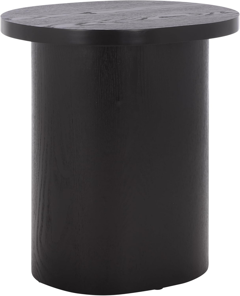 Modern Black Ekon Round Pedestal End Table - Fully Assembled by