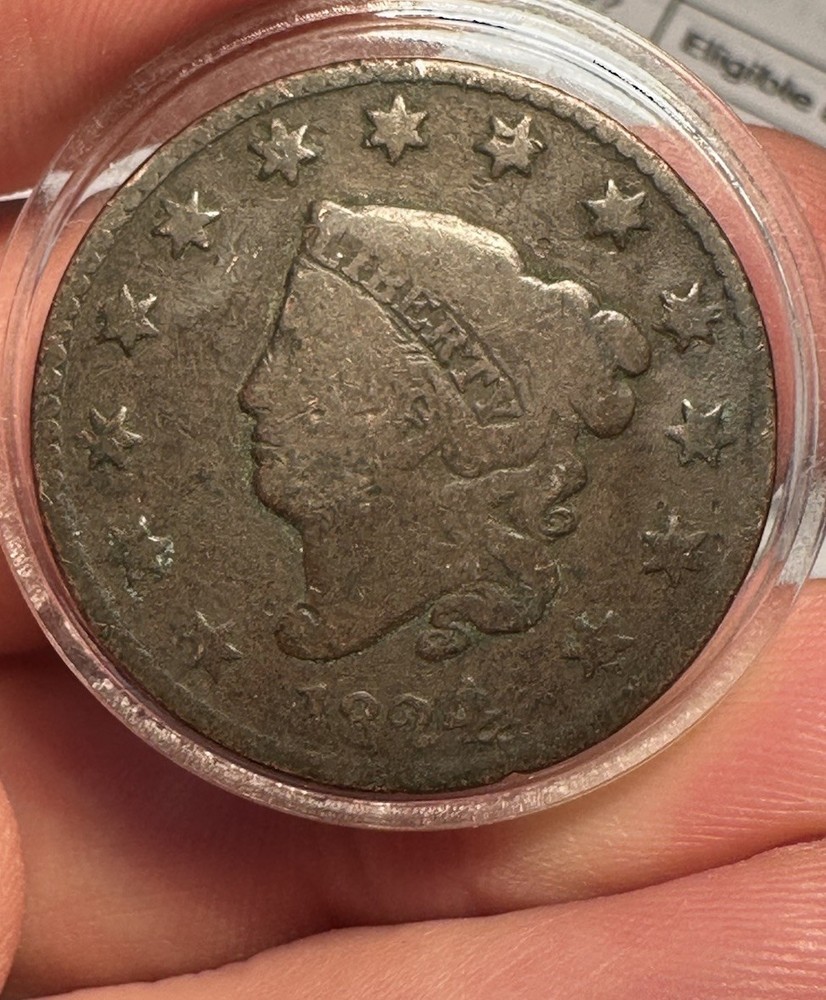 1824/2 Coronet Large Cent Overdate