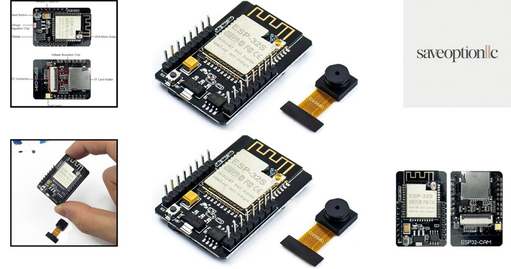 WiFi/Bluetooth ESP32-CAM Kit: 2x Modules with OV2640 Camera - Easy Development