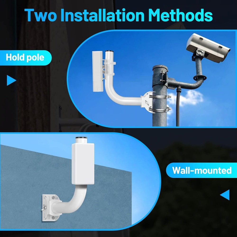 Ueevii Wireless Bridge Mount Bracket Pole/Wall Mount, 150° Adjustment for CPE/AP