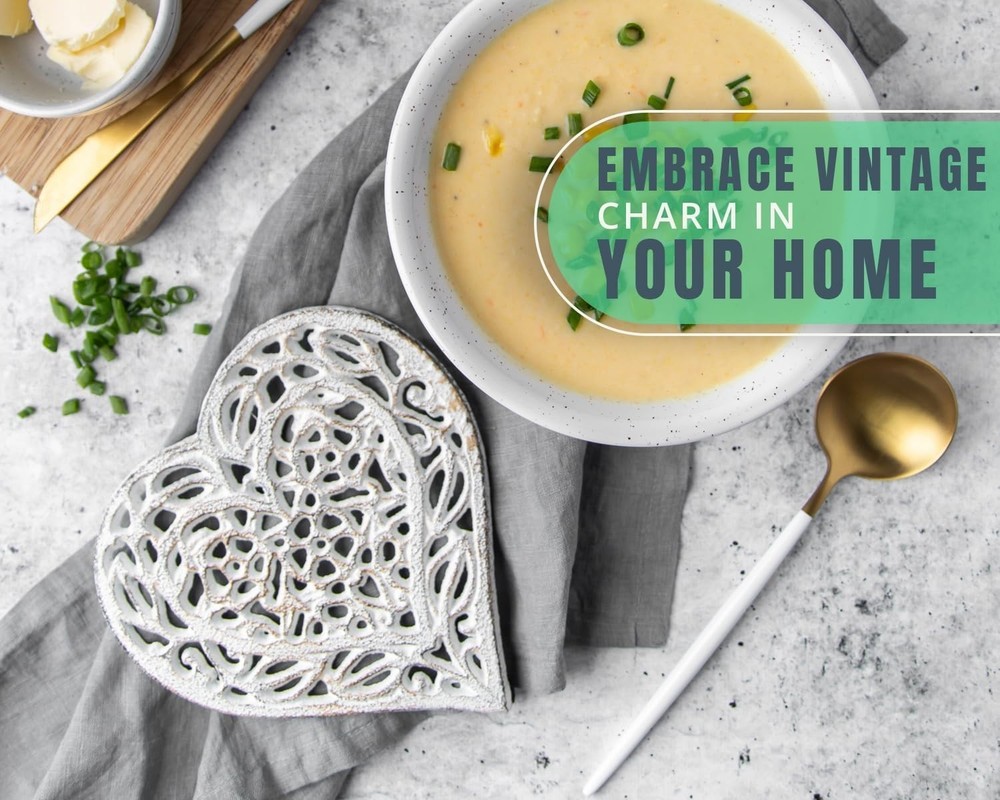 Cast Iron Heart Trivet | Decorative for Kitchen White