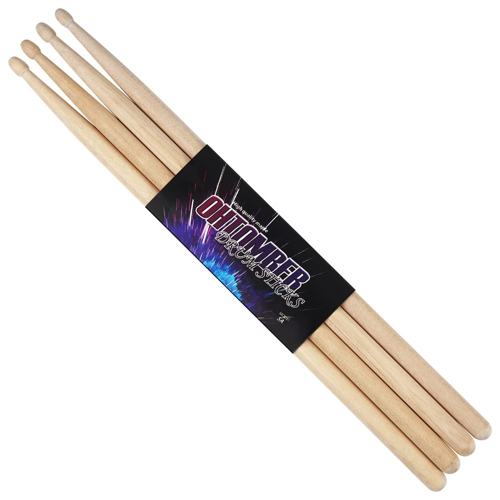 Ohtomber Drum Sticks, 2 Pair 5A Maple Drumsticks 5a, natural