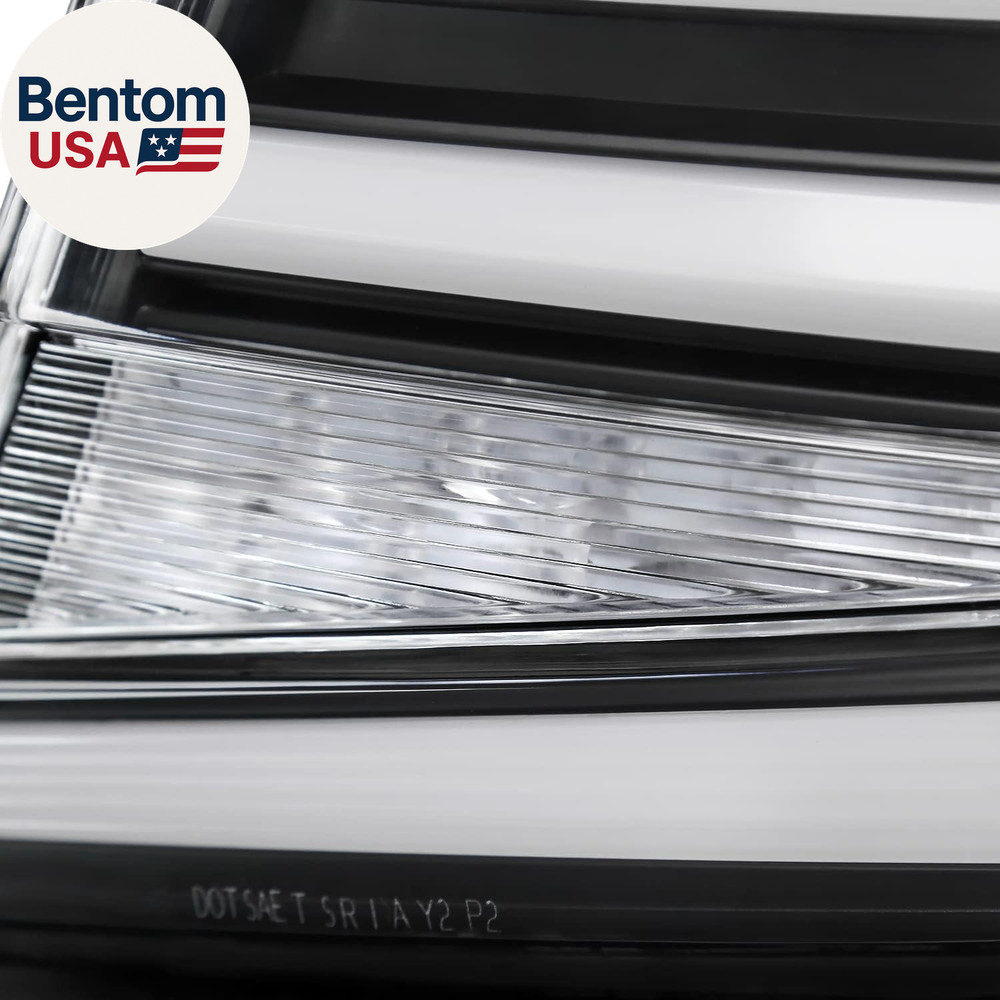 Black LED Sequential Tail Lights W/White Light Bars and Startup Animation Compat