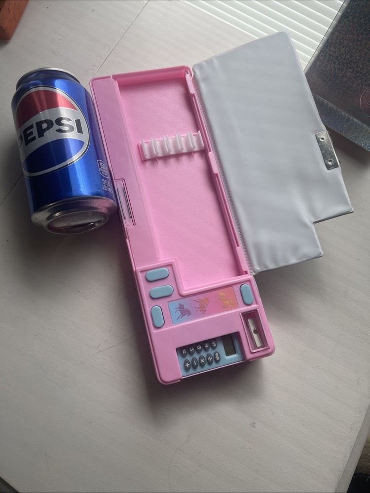 Hot Focus Multi-Function Pencil Case Unicorn Calculator Sharpener Pink NIP