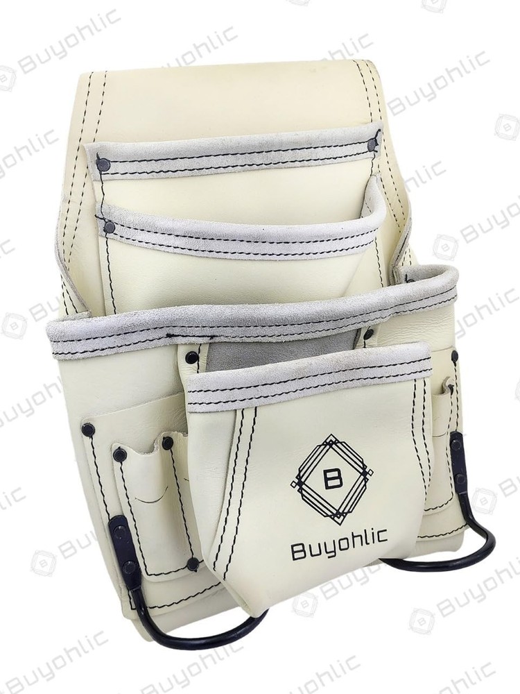 Heavy-Duty Leather Tool Bag 10 Pocket Top Grain Construction Pouch