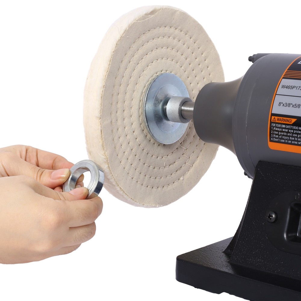 8Inch Electric Polisher Bench Buffer Grinder with 4Pcs 80Ply Thic Buffing Wheels