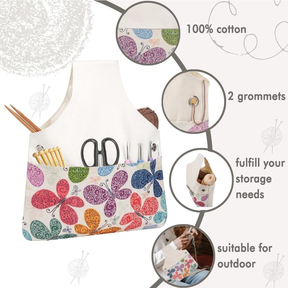 Yarn Storage Organizer Bag Lightweight with Multiple Pockets for Knitting
