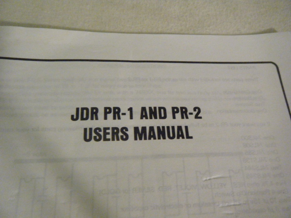 User Manual for JDR ISA Circuit Microdevices PR-1 PR-2
