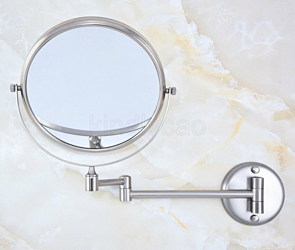 Brushed Nickel 3X Magnifying Makeup Mirror Wall Mounted Double Sided Mirror