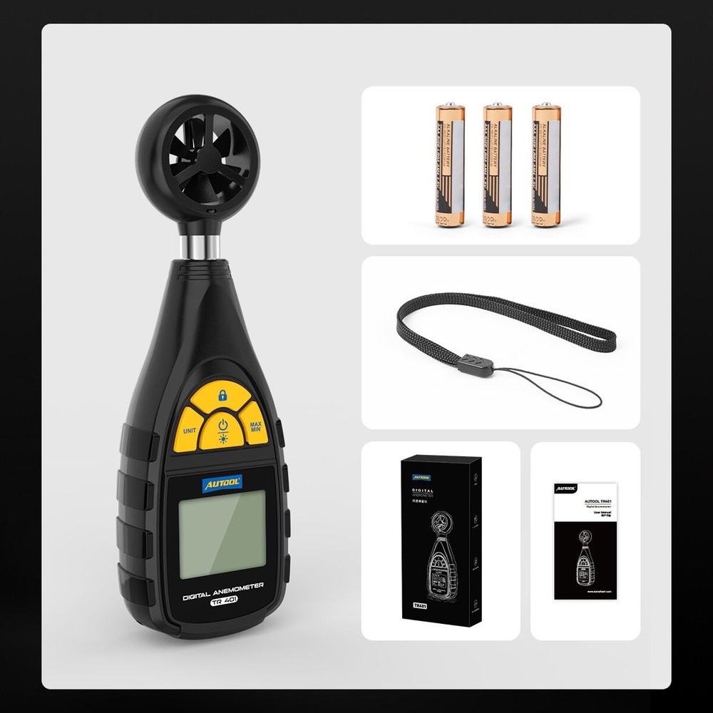 AUTOOL Handheld Digital Anemometer Wind Speed CFM Meter Current Test Wind Chill