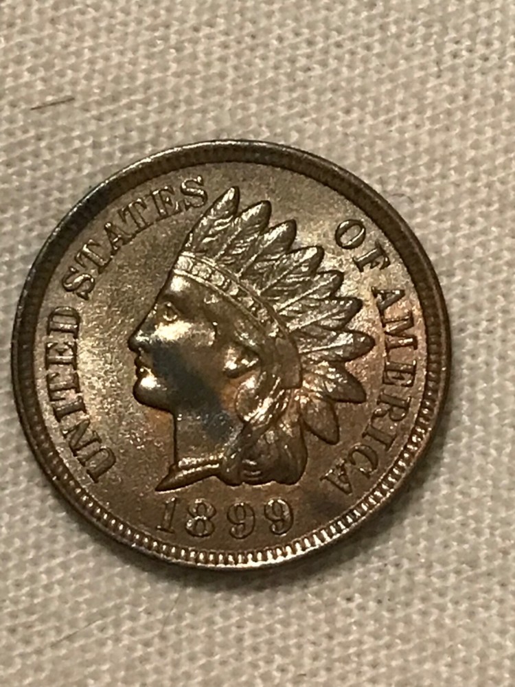 1899 Indian head cent , Lustrous Brown Uncirculated,