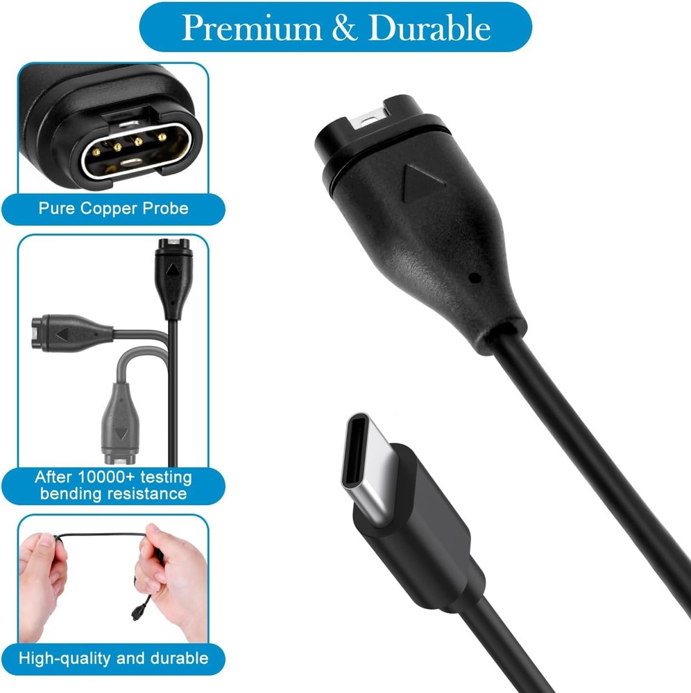 Charger USB-C Cable for Garmin Watch Replacement (1M, 2 Pack)