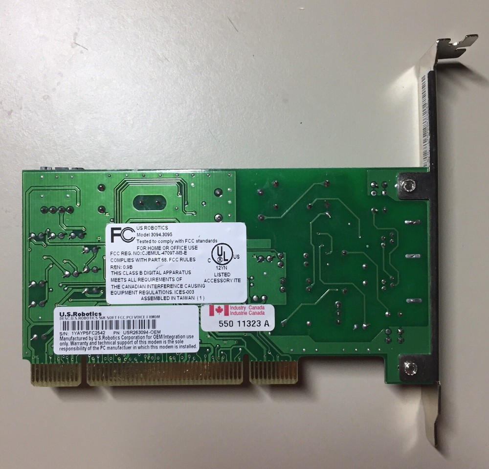 Vintage US Robotics Modem/PCI USR90-11 Modem Card