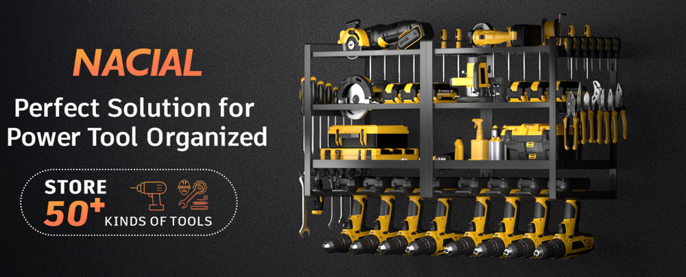 Power Tool Organizer Wall Mount 4 Layer Drill Holder Heavy Duty Metal Tool Shelf