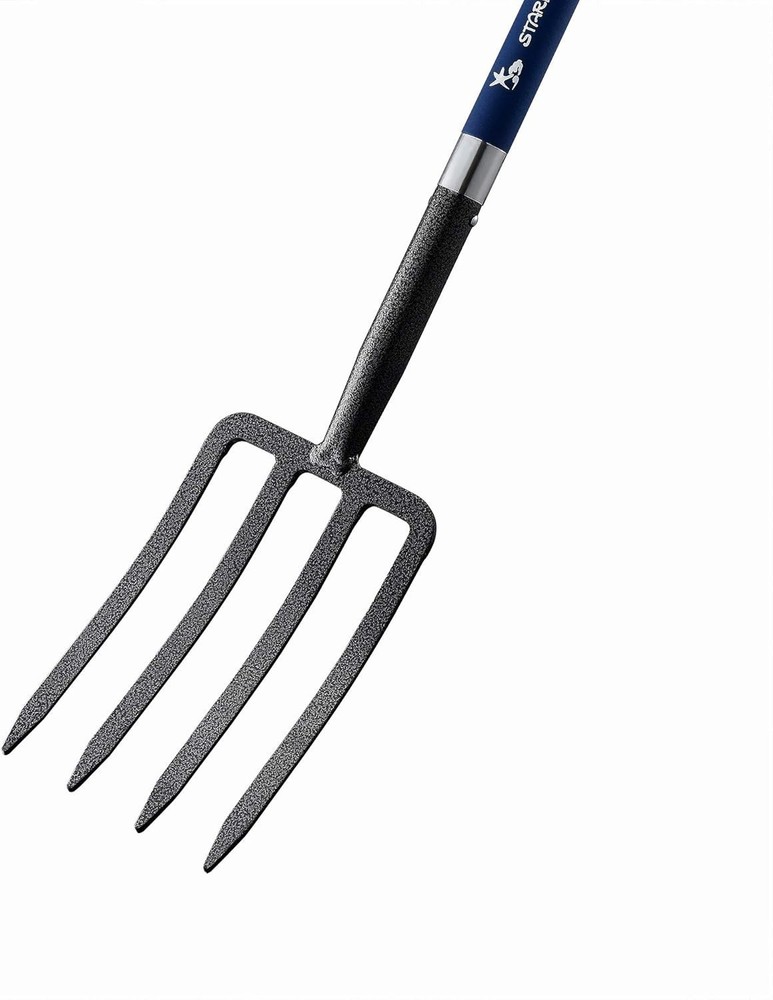 4-Tine Spading Digging Fork, Garden Digging Spading Fork Forged Steel with D-...