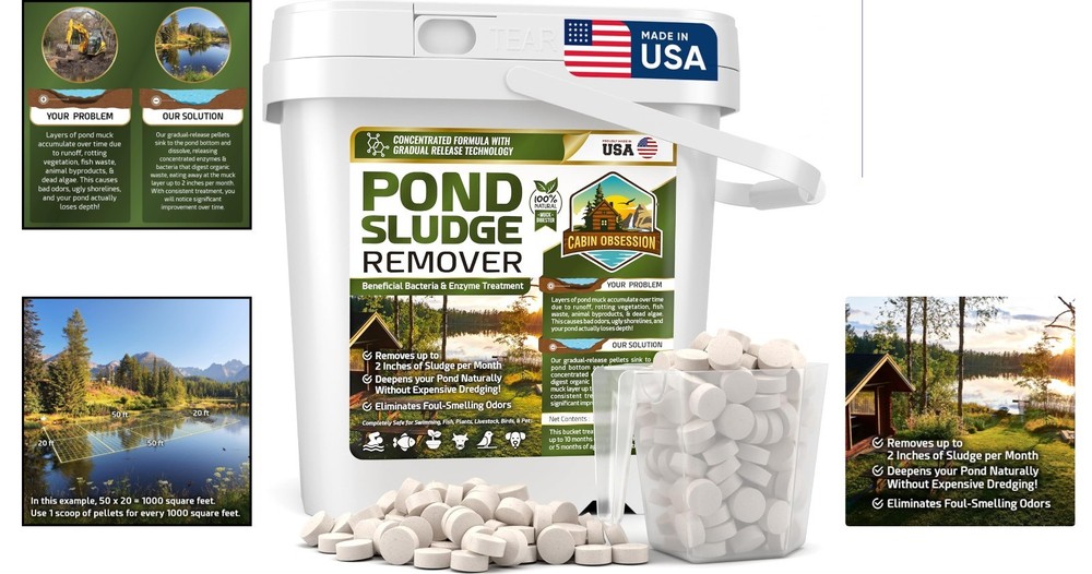Eco-Friendly Pond Maintenance Solution - 10 Scoops, 50 Feet Coverage, USA Made