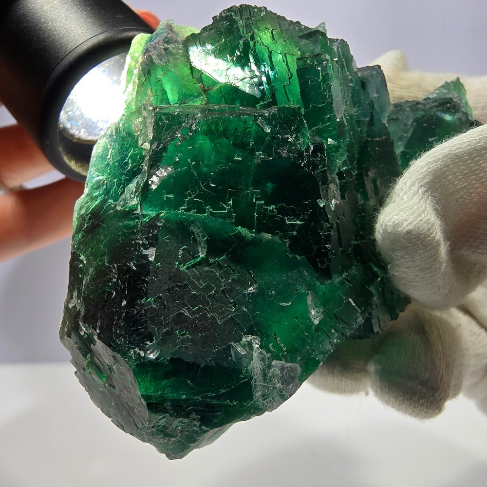 Large Phantom Fluorite Cube Stepped Green Okorusu Namibia 94*58*46mm