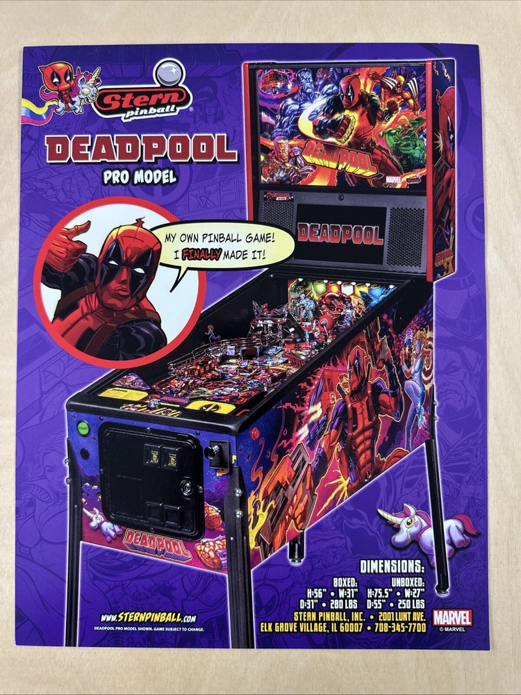 Stern Deadpool Pro Pinball Flyer
