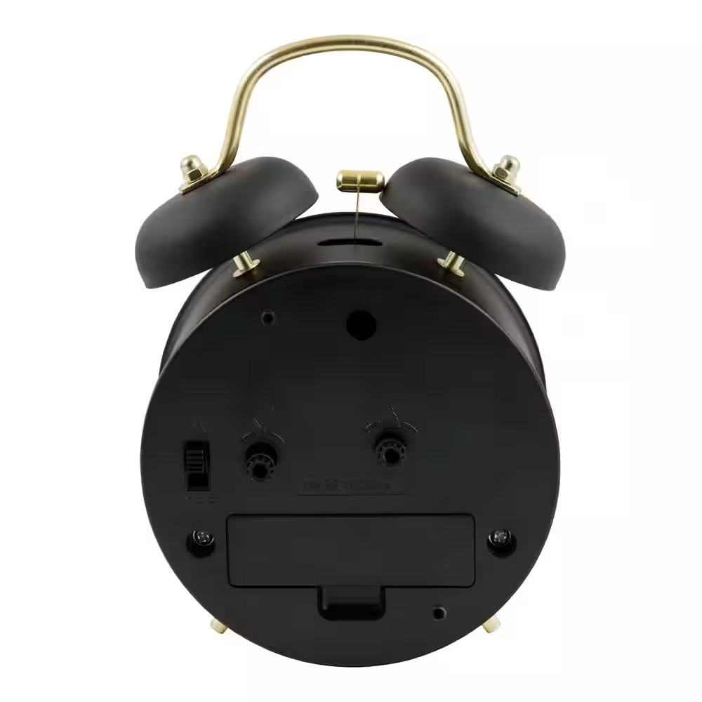 Black Twin Bell Quartz Alarm Clock