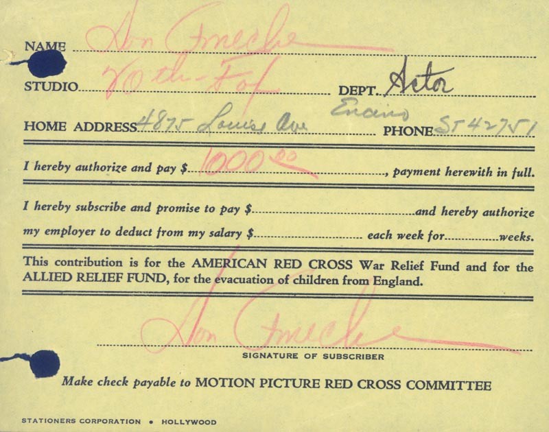 DON AMECHE - DOCUMENT DOUBLE SIGNED