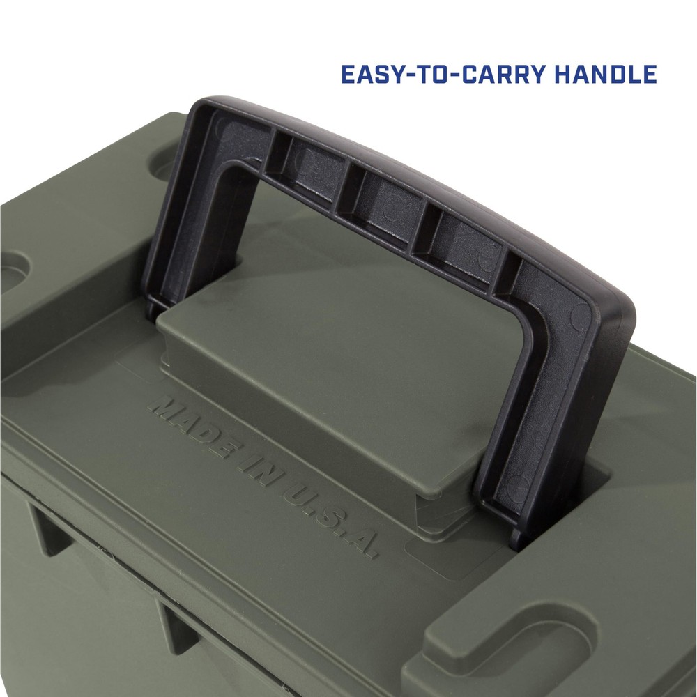 30 Cal Ammo Storage Box 2-Pack Stackable Water Dust Resistant Green Handle