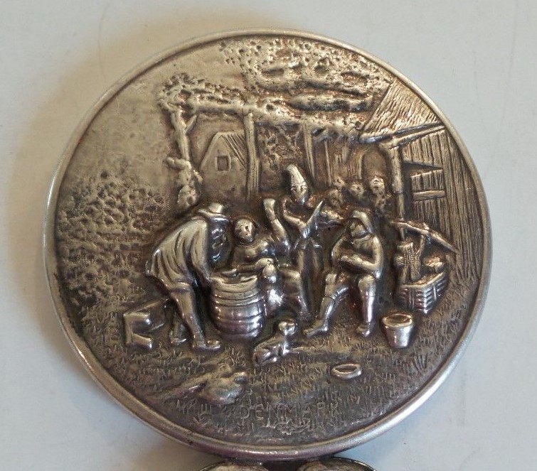 Danish Silver Metal Purse Mirror, Pierced Handle