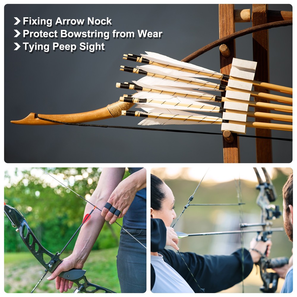 Archery Bow String Serving Thread, 0.02" Dia Bowstring Thread, Grass Green/Black