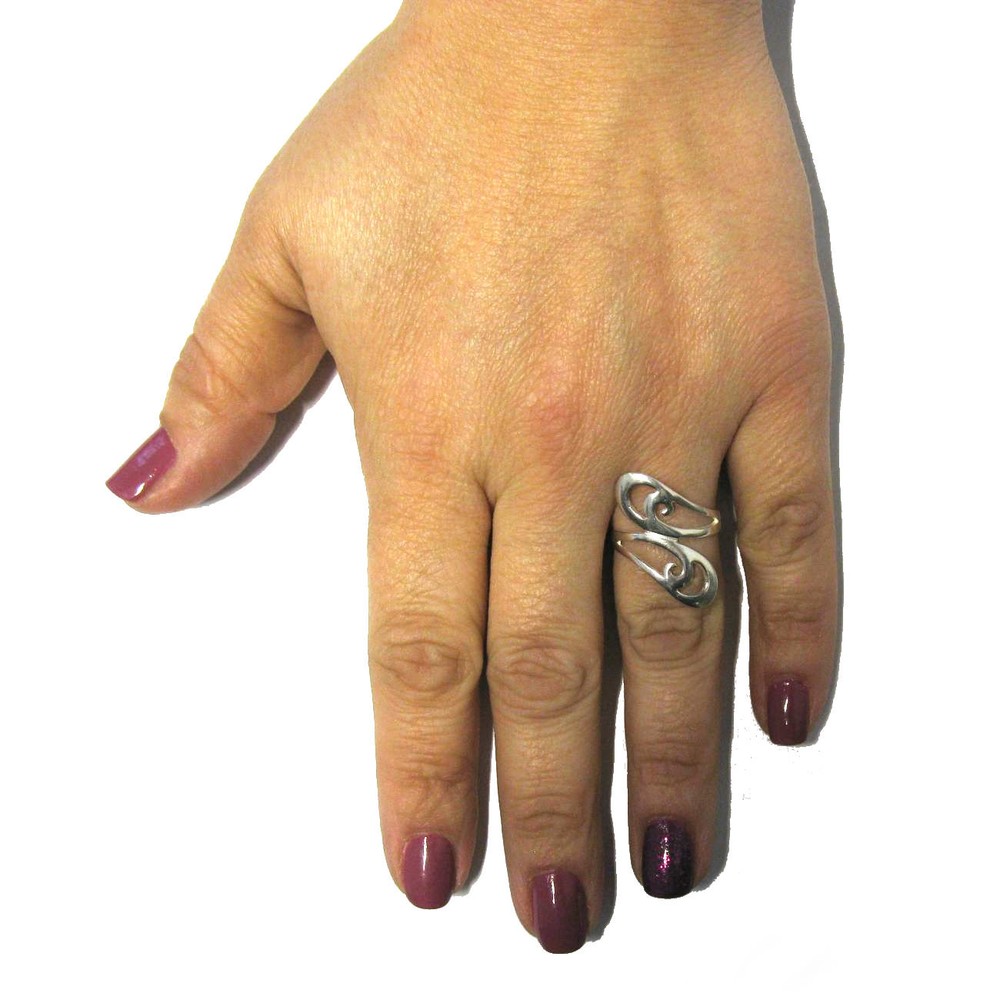 Stylish Long Sterling Silver Ring Solid 925 Perfect Quality Empress R001253