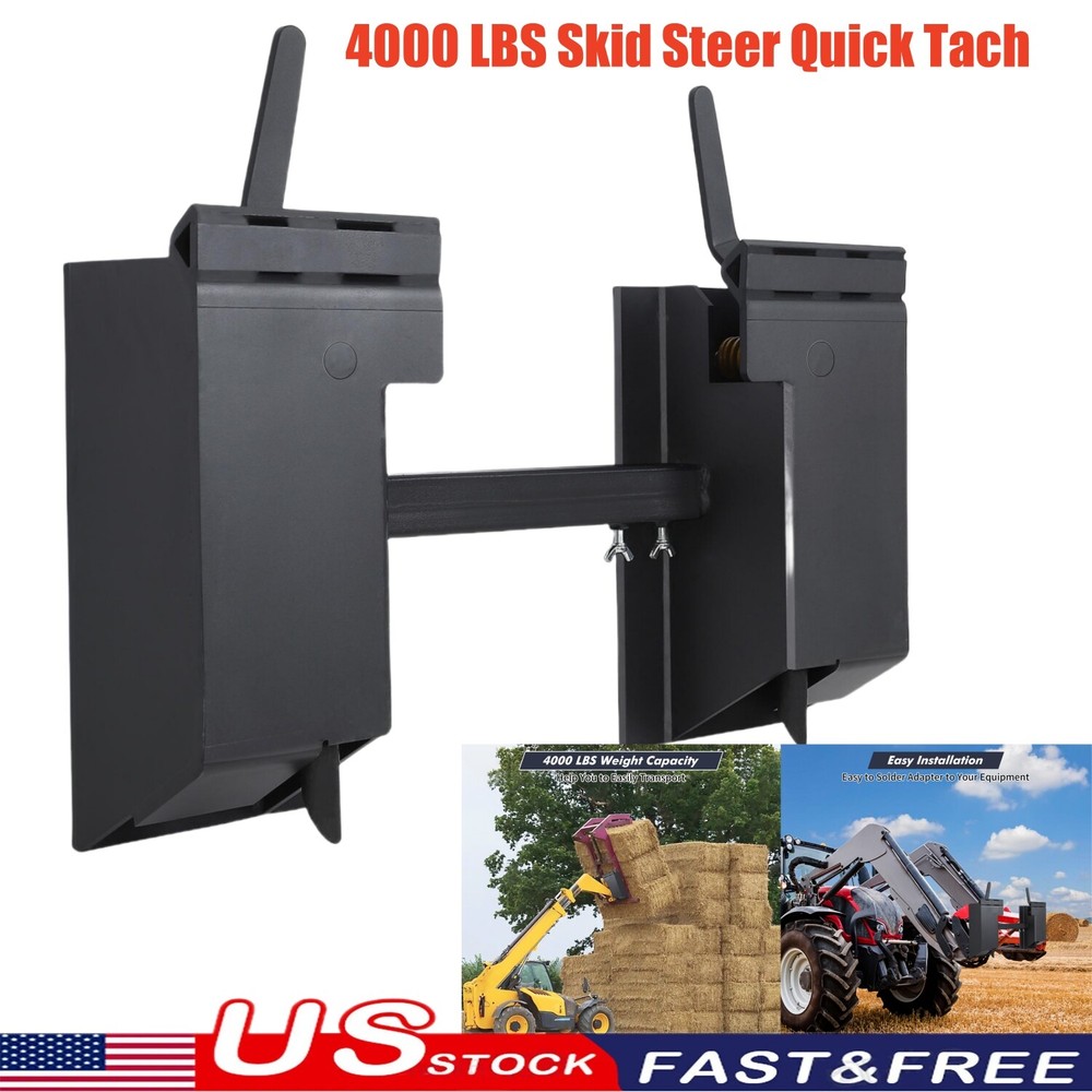 Universal Skid Steer Quick Tach Conversion Adapter Mount Plate Attach 4000 LBS