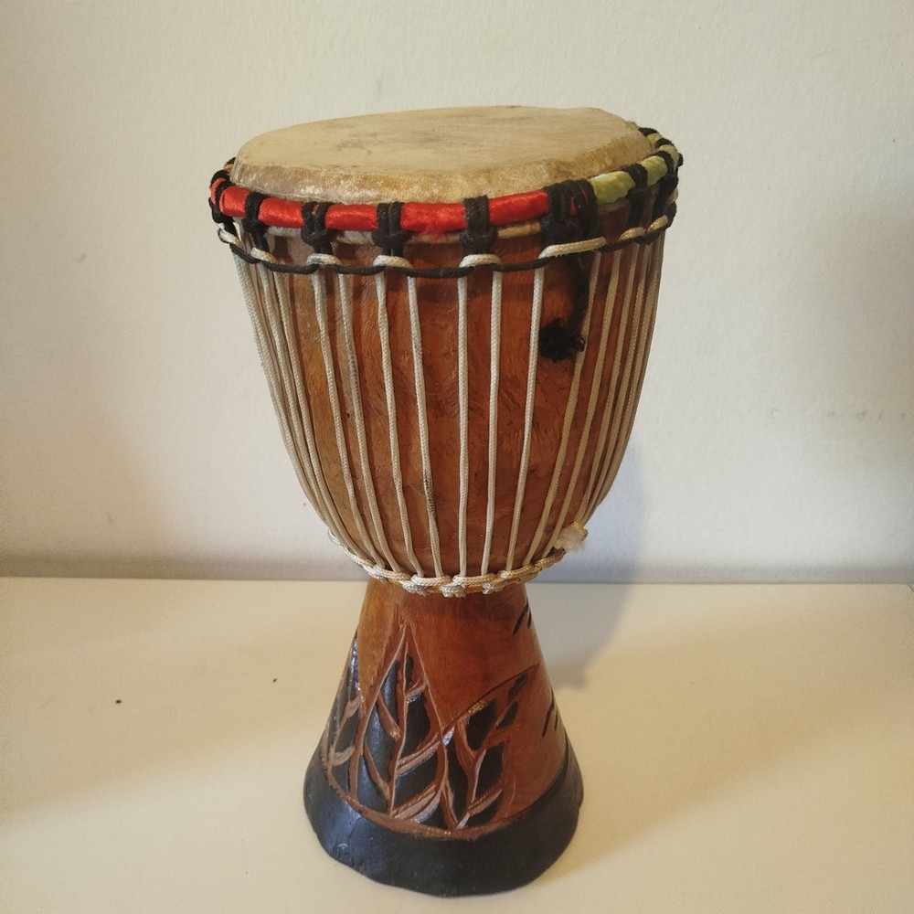 African Musical Instrument Drum BONGO Solid Wood Jambe 40x20