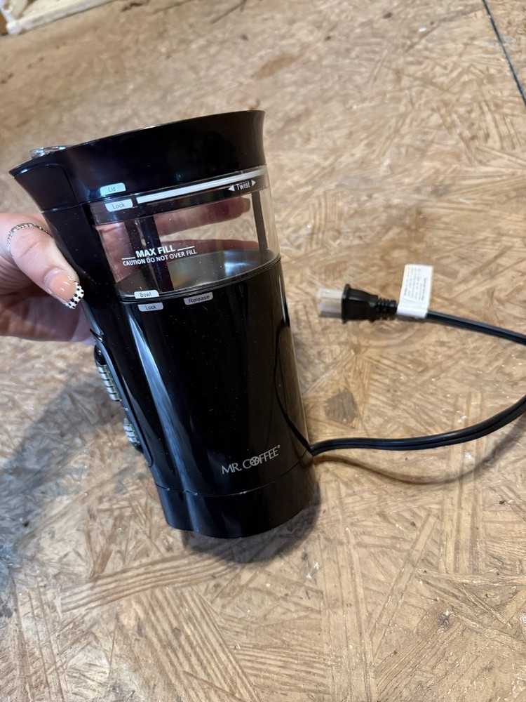Mr. Coffee Electric Coffee Grinder Black Plastic Adjustable Amount Auto Shut-Off