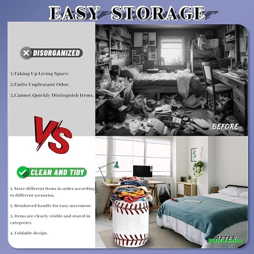 Baseball Texture Laundry Basket Foldable Funny Funny Baseball Texture Print