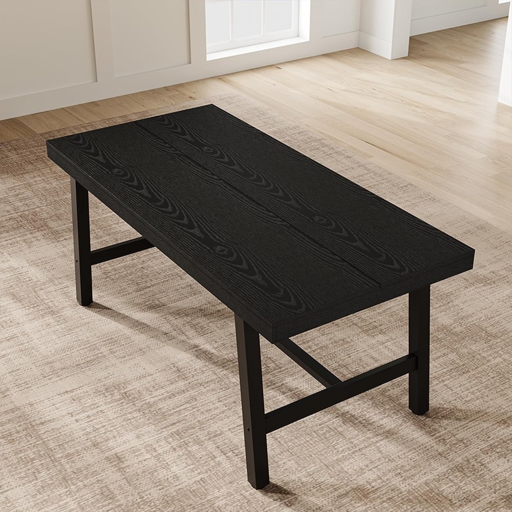 63 in Dining Table 4-6 People Industrial Rustic Wood Rectangular Kitchen Table