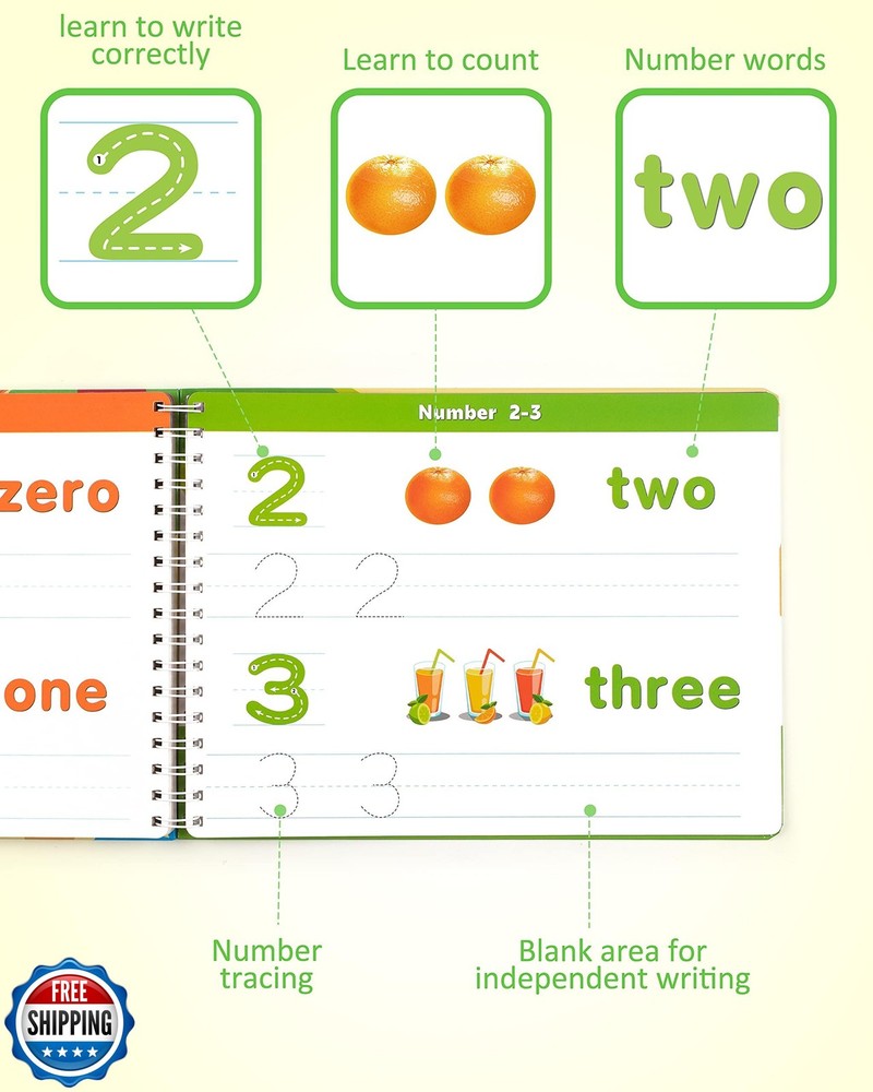 Coogam Learn to Write Workbook, Numbers Letters Practicing Book, ABC Alphabet
