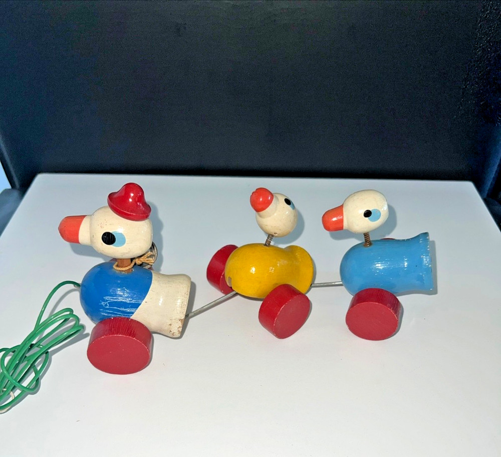 Vintage Brio Three Duck Pull Toy