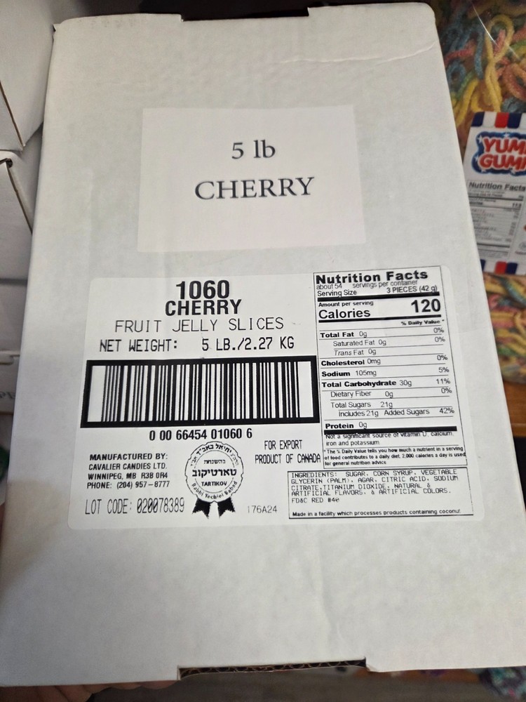 Assorted Fruit Jelly Slices 5 lbs Cherry, Grape, Apricot peach, Grapefruit Candy