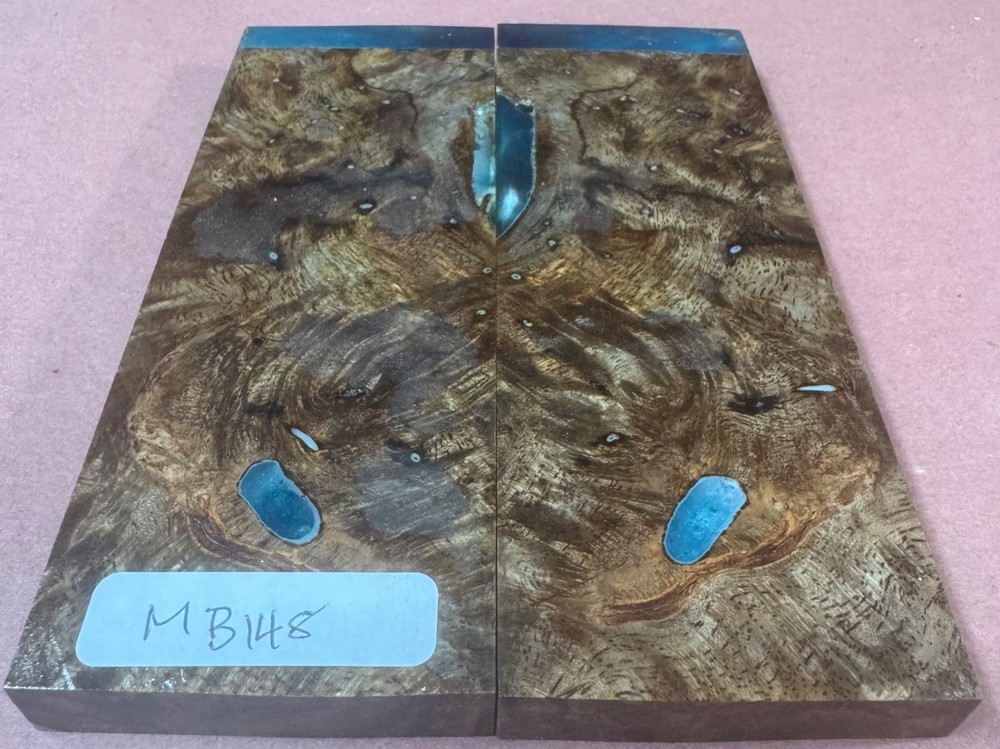 STABILIZED HYBRID MANGO BURL, OVERSIZED KNIFE SCALE,TOOL HANDLES MB48