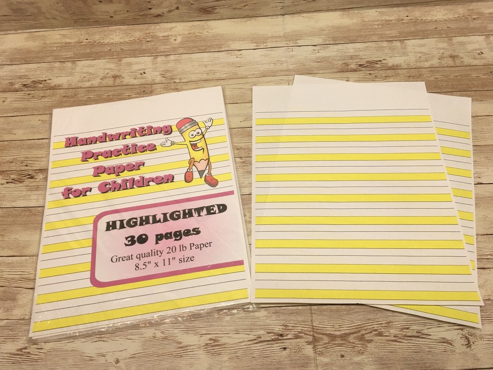 Highlighted - Handwriting Practice Paper For Children - 30 Sheets