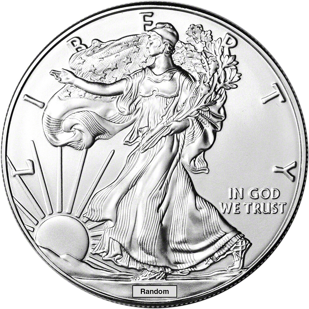 Random Date American Silver Eagle (1 oz) $1 - BU - Five 5 Coins