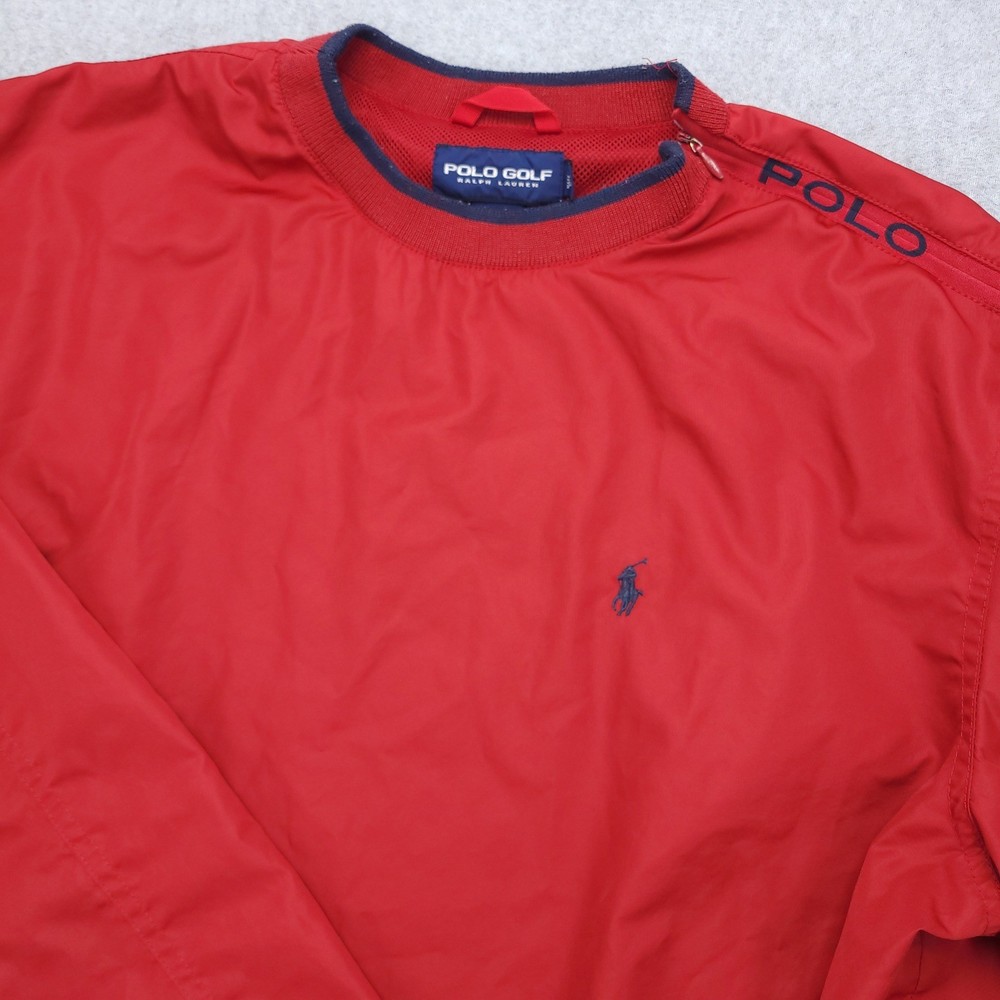 Polo Golf Ralph Lauren Pullover Windbreaker Jacket Mens Medium Vintage Red