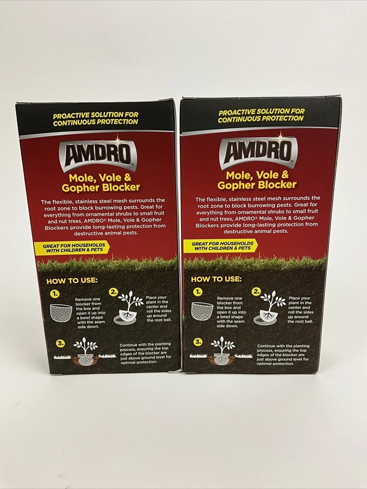 2 Pack AMDRO Mole, Vole & Gopher Trap 2 x 2 = 4 | 5 Gallon Blockers