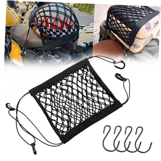 Upgrade Motorcycle Cargo Net,10"X11" Double Layer Storage Bungee Net,High