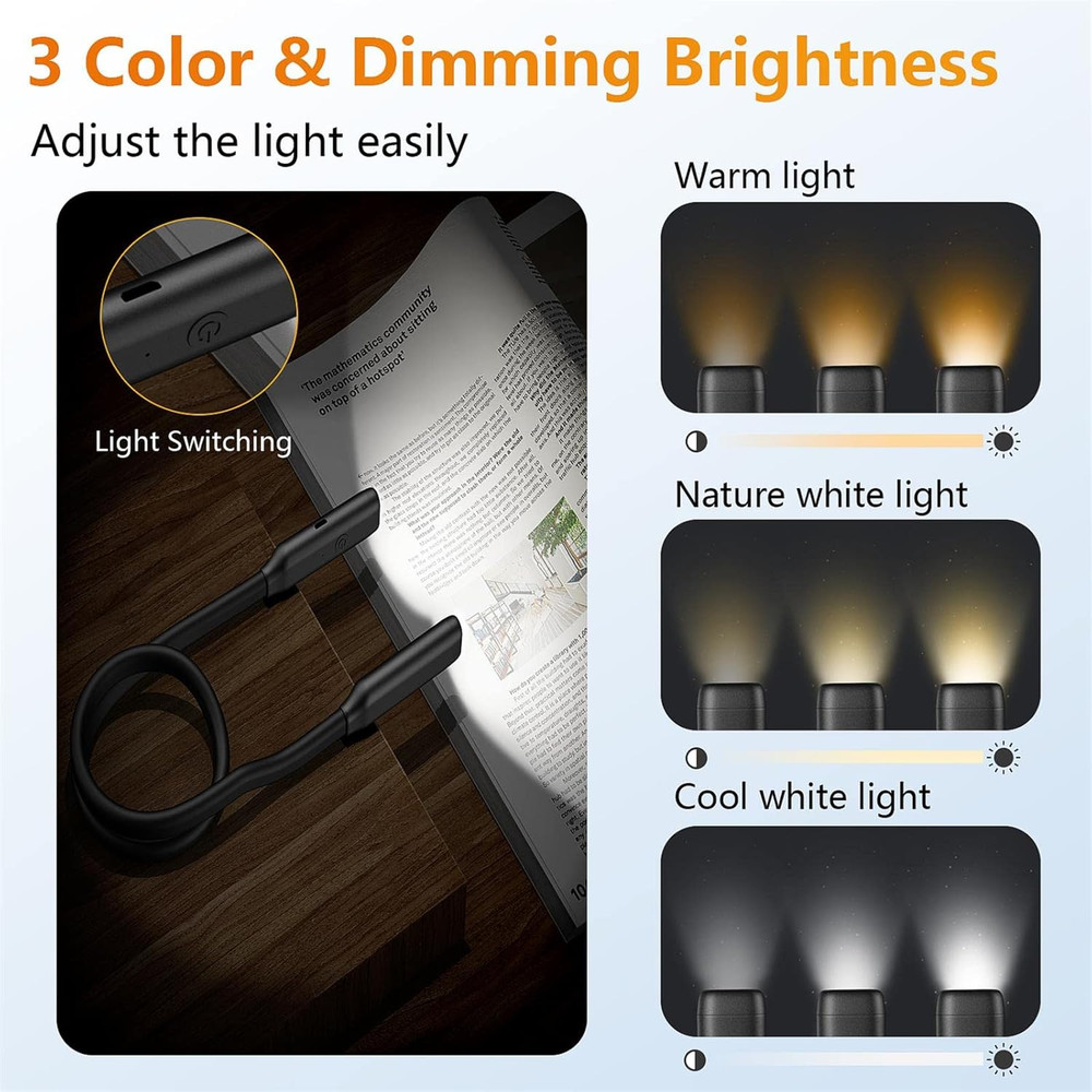 Book Light LED Neck Reading Light,Bendable Rechargeable Book Light for Reading i