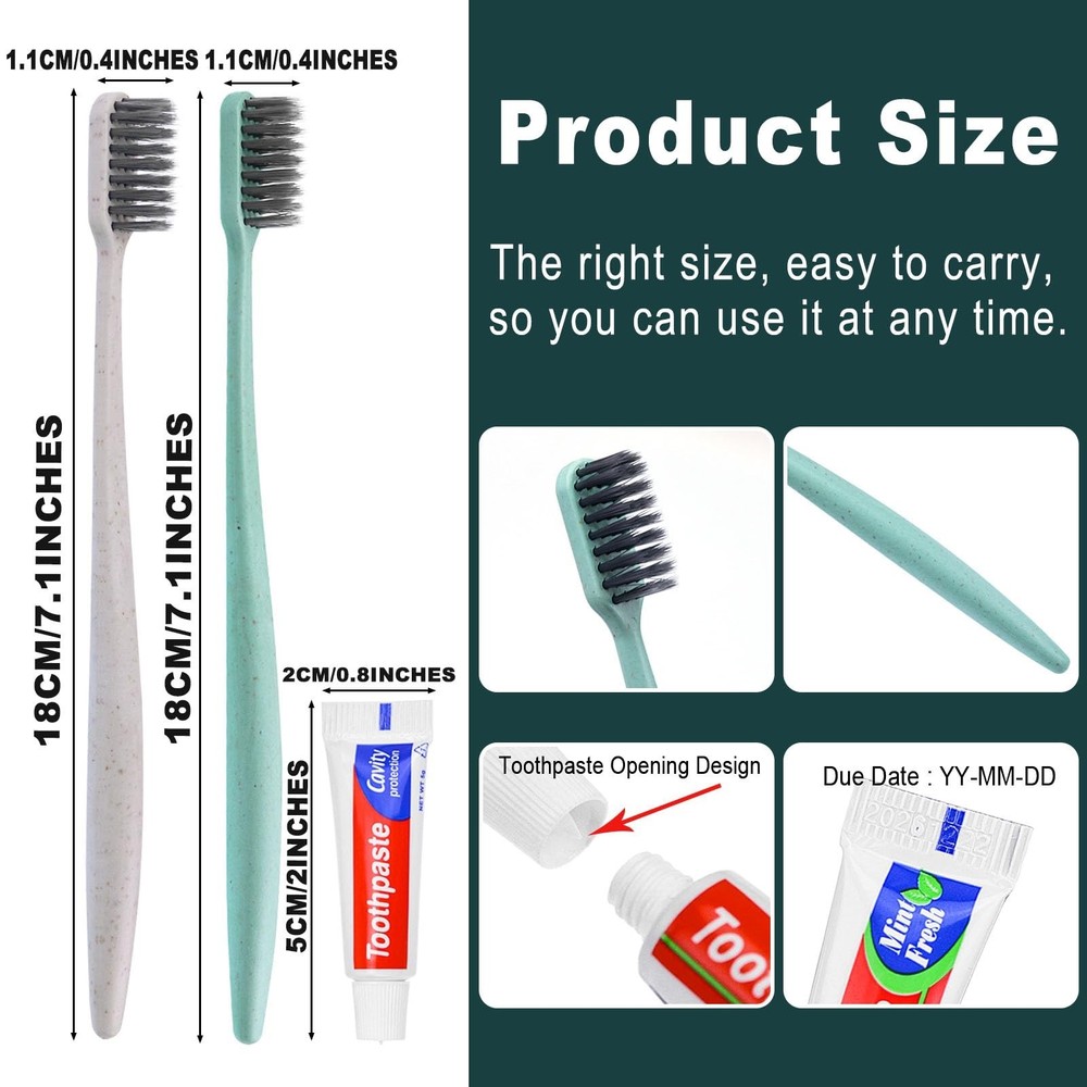 Disposable Toothbrushes with Toothpaste,60 Pack Individually Wrapped Disposab...