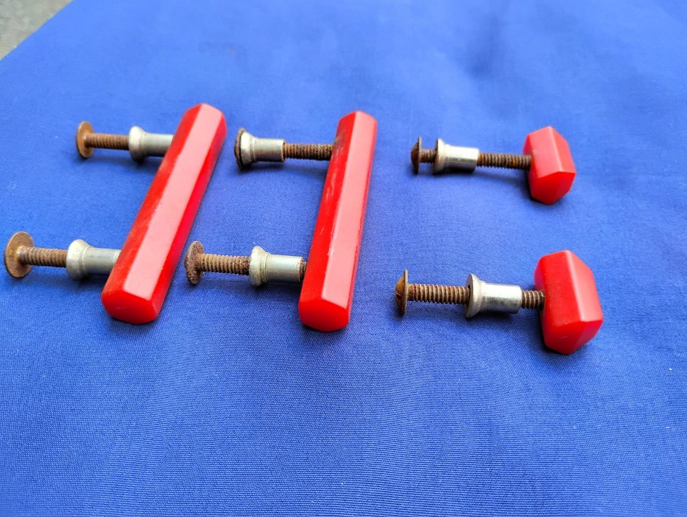 Matching Set of ,4 Red Catslin Bakelite Drawer Handle Pulls