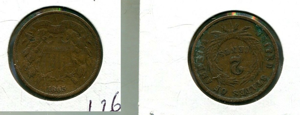 1865 TWO CENT PIECE TYPE COIN VG 626Q