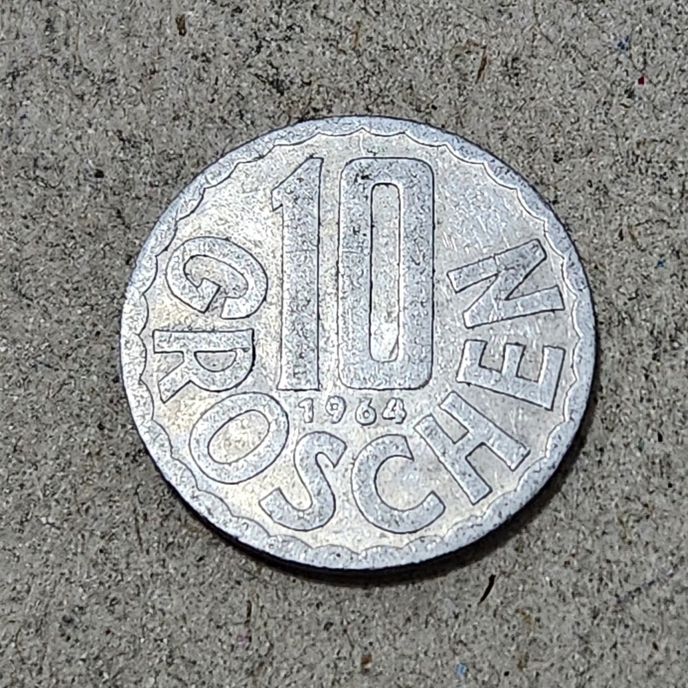 AUSTRIA 🇦🇹 TEN (10) GROSCHEN COIN 1964