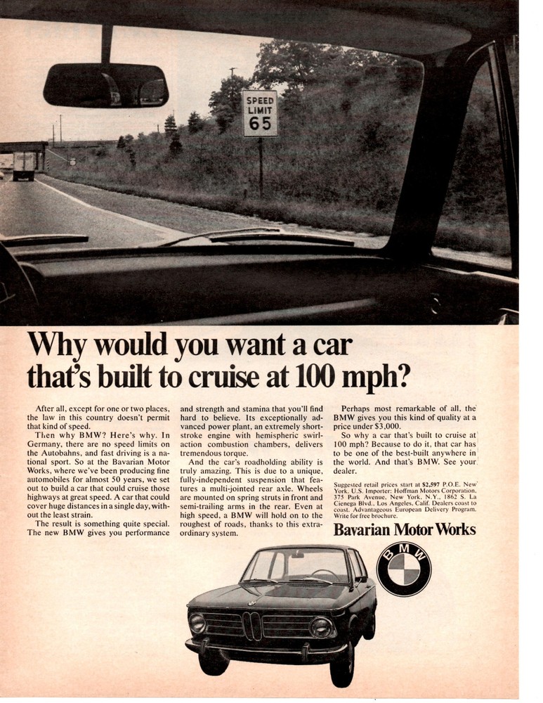 1969 BMW ~  CLASSIC ORIGINAL PRINT AD
